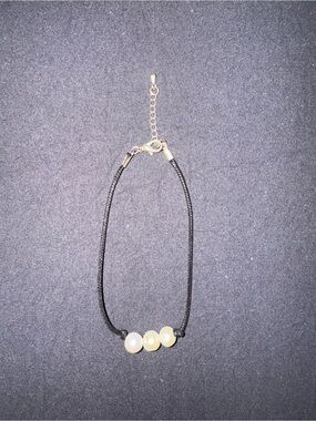 Delicate Black Cord Anklet with Pearls